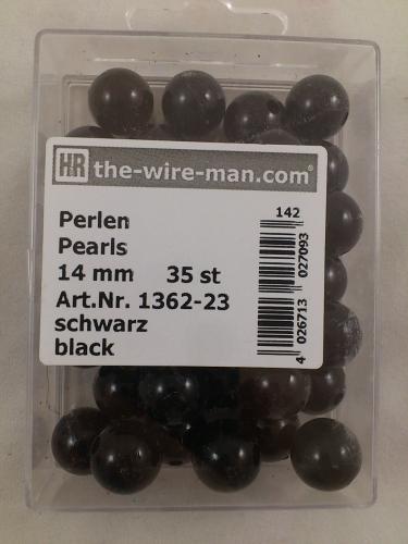 Perlen schwarz 14 mm. 35 st.